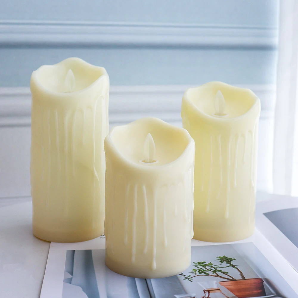 wholesale Hot Sale Customized Flameless Plastic LED Pillar Candle Set