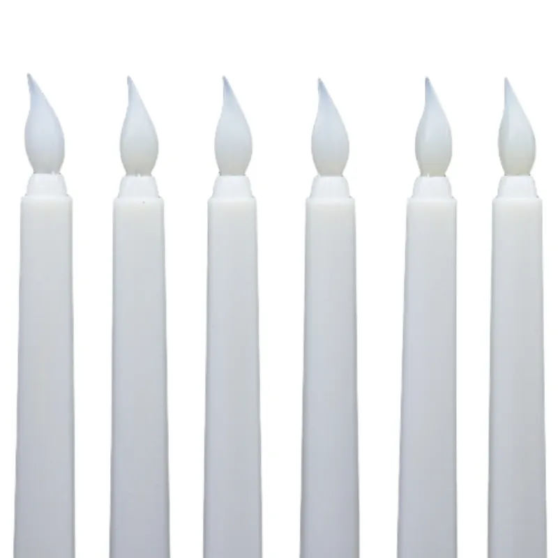 red flameless flickering taper candles