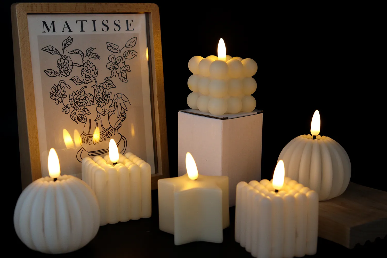 pre lit taper candles