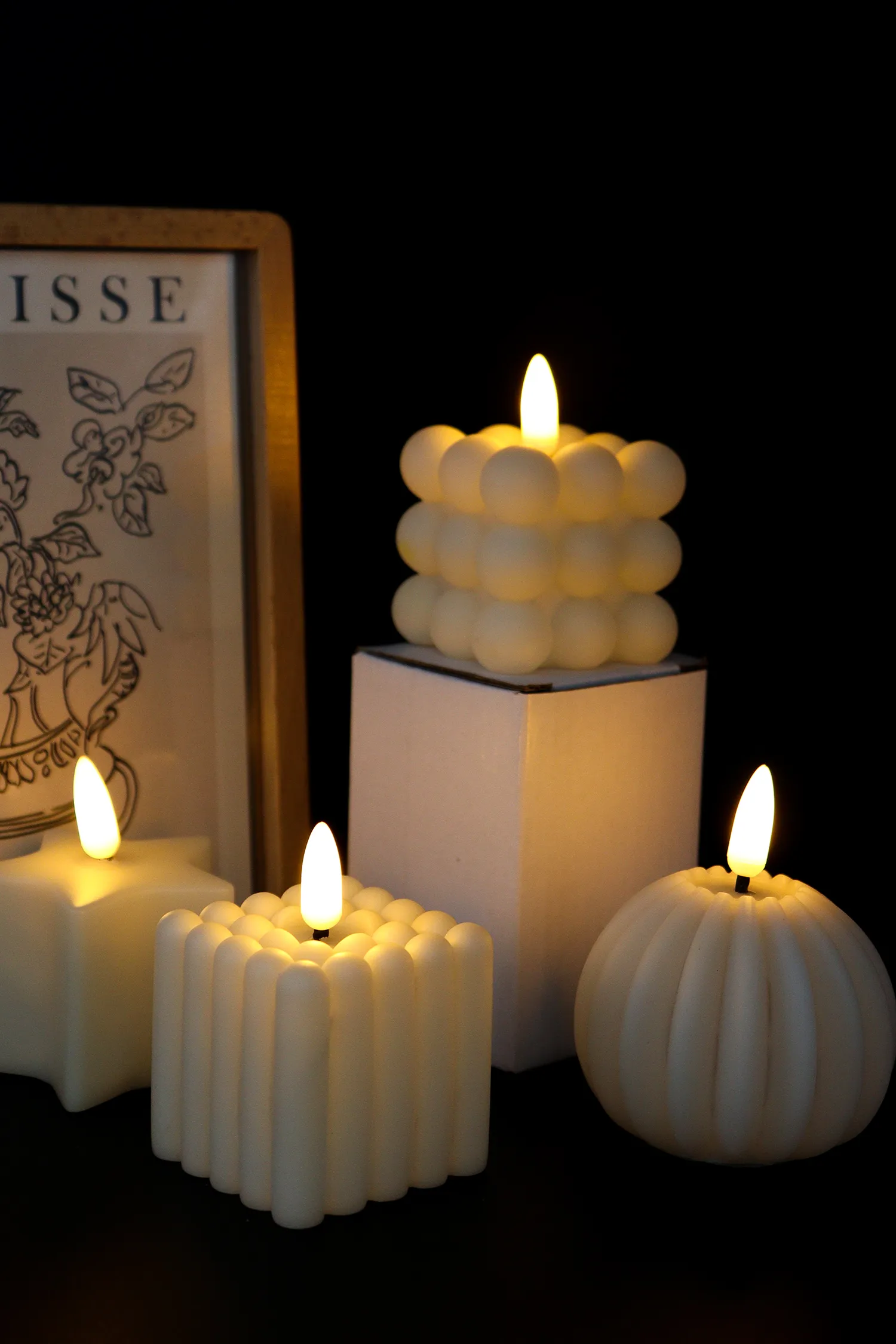 flameless white led taper candles
