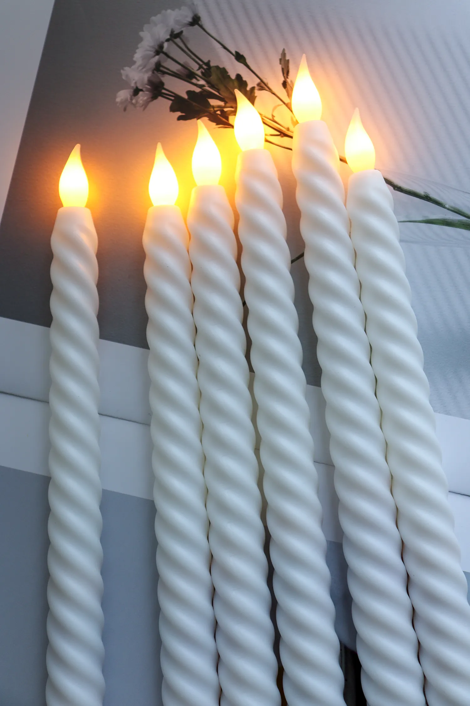 flameless taper candlesticks