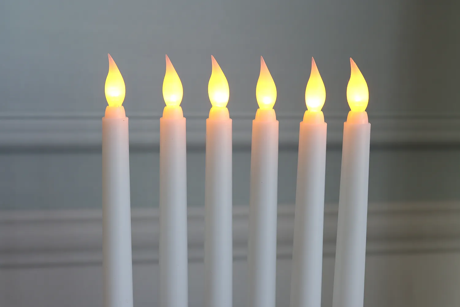 flickering taper candles with timer