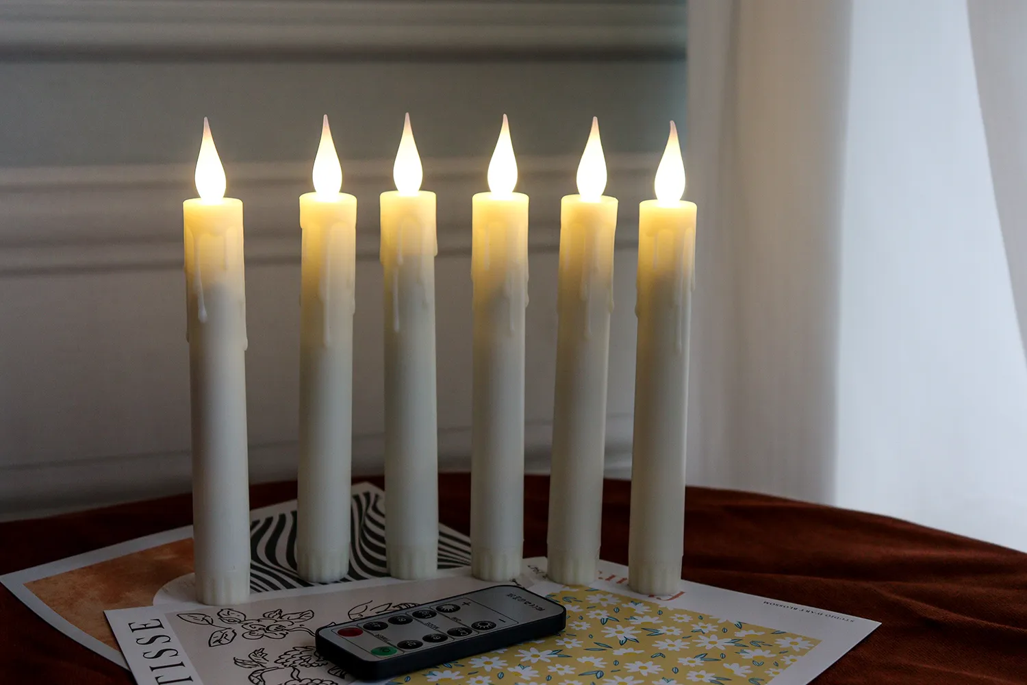 primitive battery operated taper candles with timer